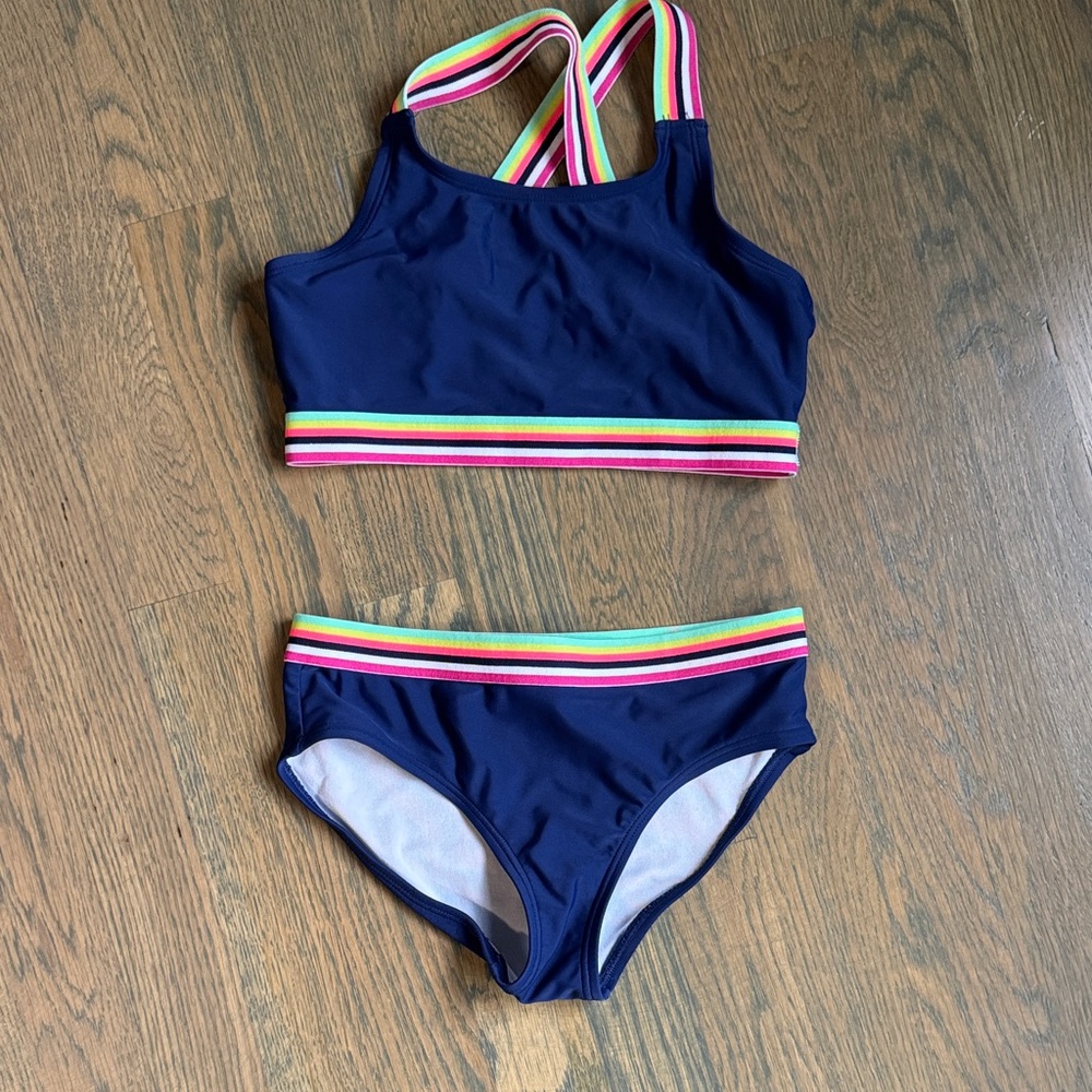 Kids Swimwear Set - Navy with Multicolor Stripes